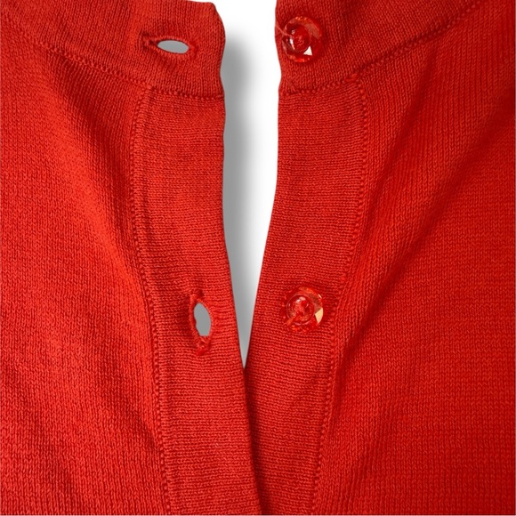 LOFT Vibrant Vermillion Women's Button Up Cardigan Thin Sweater Sz L - Picture 6 of 11
